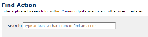 Find Action dialog